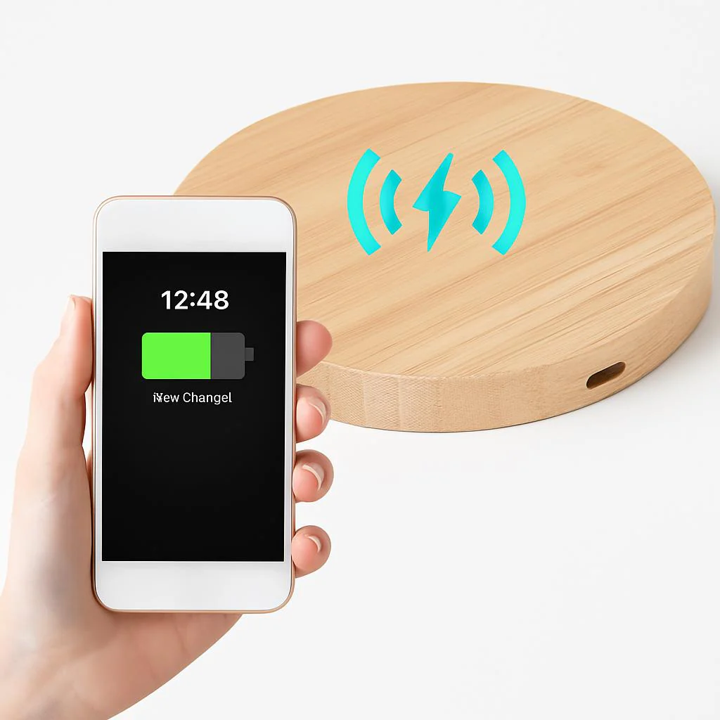 Eco-Friendly Bamboo Wireless Charger - Sustainable Inductive Charging Pad - Image 3
