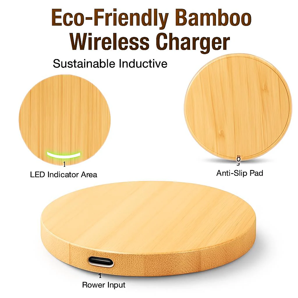 Eco-Friendly Bamboo Wireless Charger - Sustainable Inductive Charging Pad - Image 7