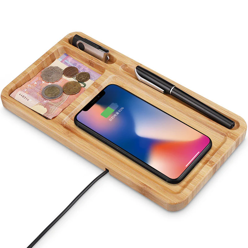 Bamboo Wireless Charging Station & Desk Organizer - Image 8