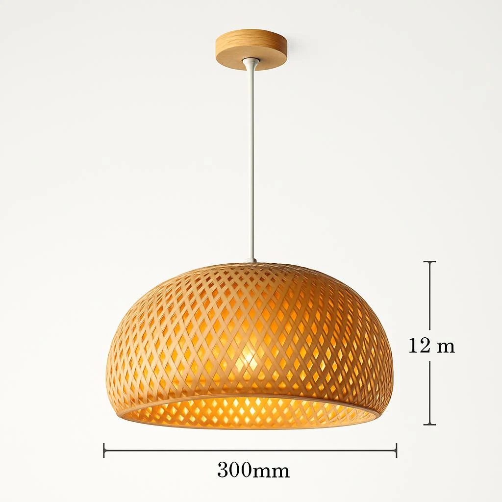 Eco-Friendly Dome-Shaped Bamboo Pendant Light - Image 5