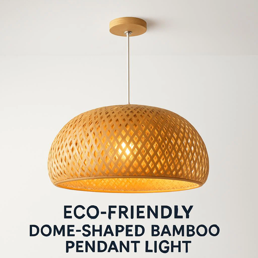 Eco-Friendly Dome-Shaped Bamboo Pendant Light - Image 6