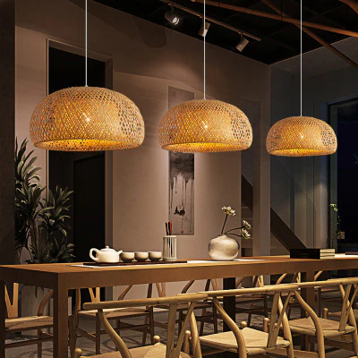 Eco-Friendly Dome-Shaped Bamboo Pendant Light - Image 7