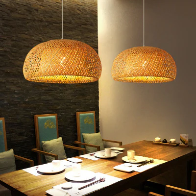 Eco-Friendly Dome-Shaped Bamboo Pendant Light - Image 9
