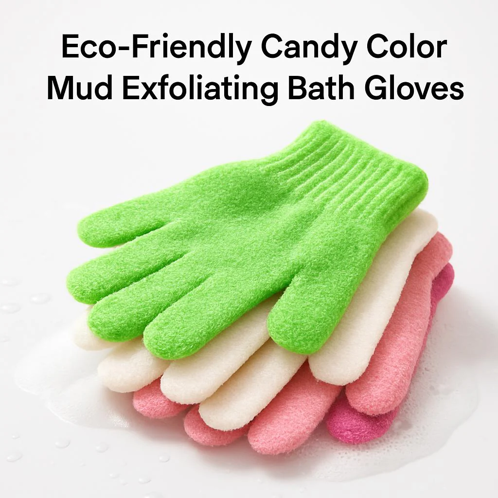 Eco-Friendly Candy Color Mud Exfoliating Bath Gloves - Image 3