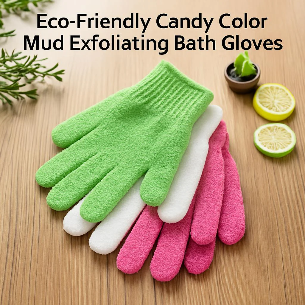 Eco-Friendly Candy Color Mud Exfoliating Bath Gloves - Image 4
