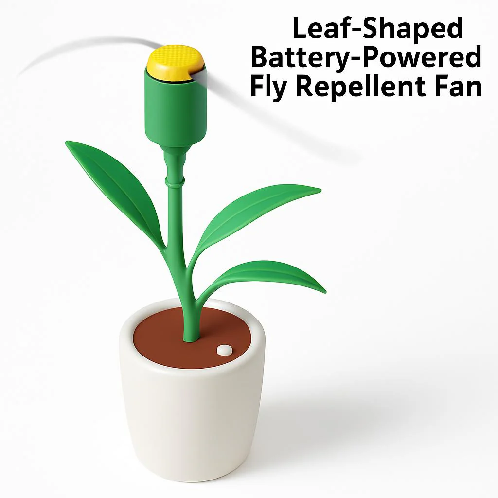 Leaf-Shaped Battery-Powered Fly Repellent Fan - Image 3