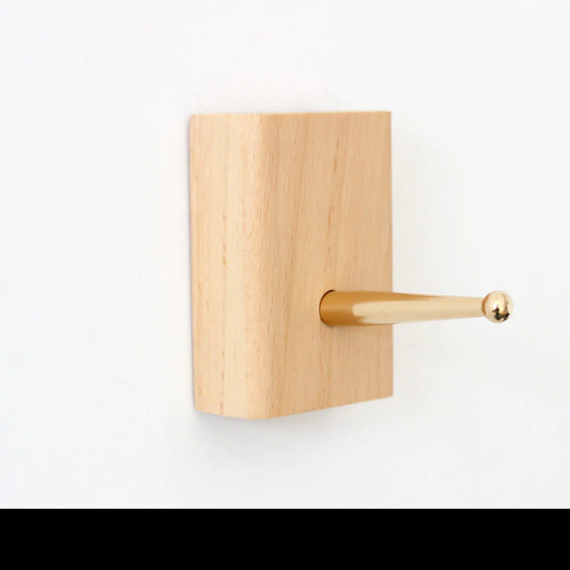 Natural Wood Wall Hook with Gold Accent - Image 12
