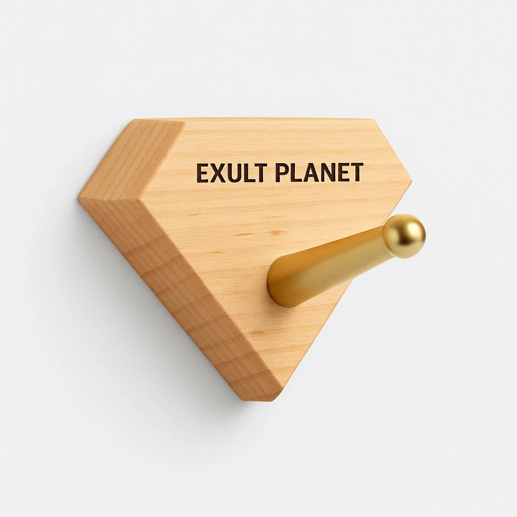 Natural Wood Wall Hook with Gold Accent - Image 5