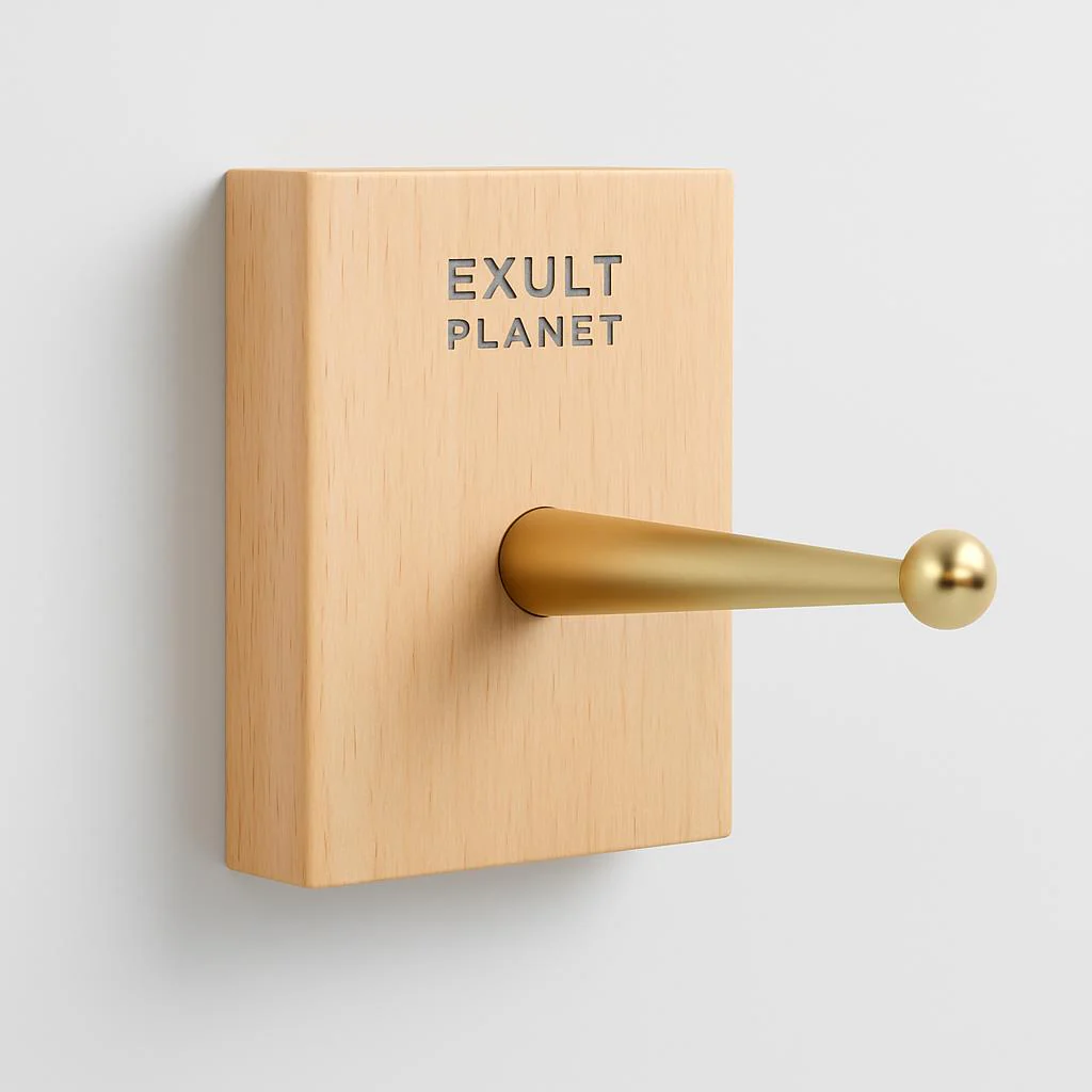 Natural Wood Wall Hook with Gold Accent - Image 6