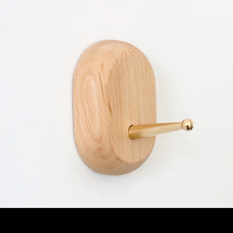Natural Wood Wall Hook with Gold Accent - Image 8