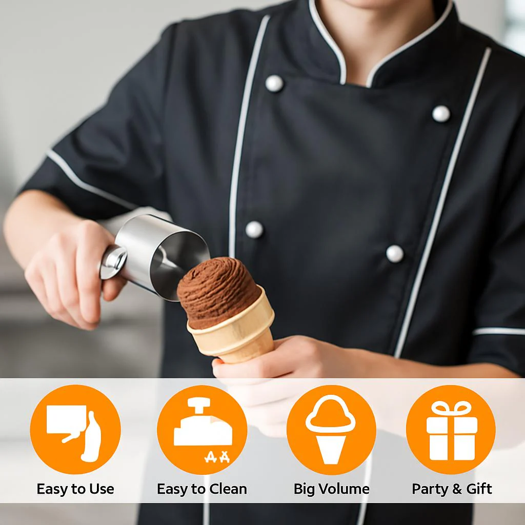 Eco-Friendly Stainless Steel Ice Cream Scoop with Trigger - Image 3