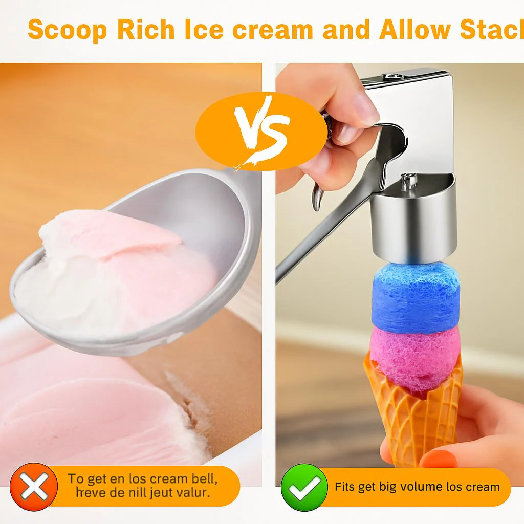 Eco-Friendly Stainless Steel Ice Cream Scoop with Trigger - Image 4