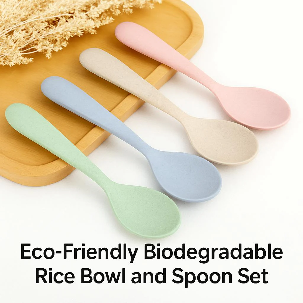 Eco-Friendly Biodegradable Rice Bowl and Spoon Set - Image 4