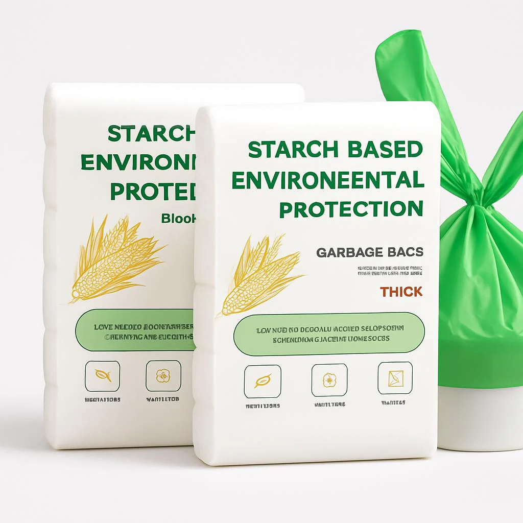 Eco-Friendly Biodegradable Garbage Bags - Starch-Based, Green & White - Image 5