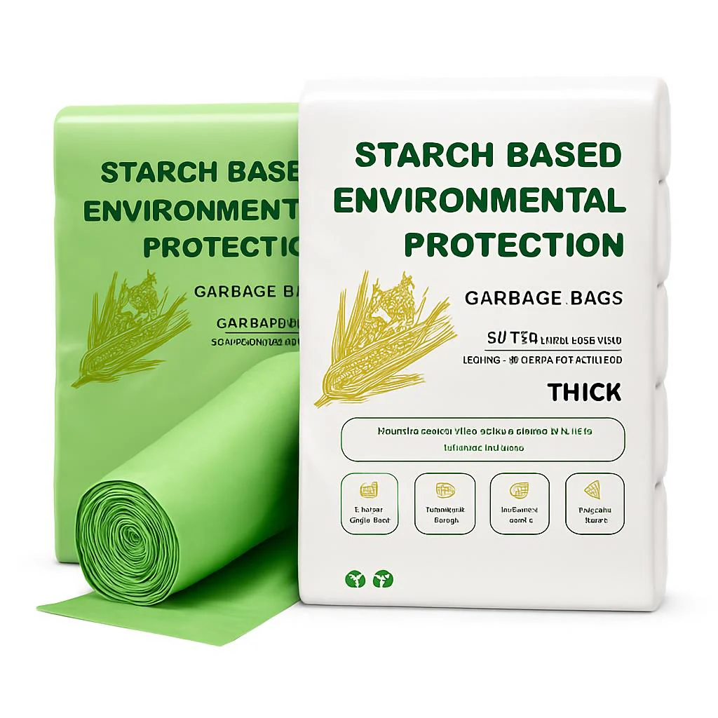 Eco-Friendly Biodegradable Garbage Bags - Starch-Based, Green & White - Image 6