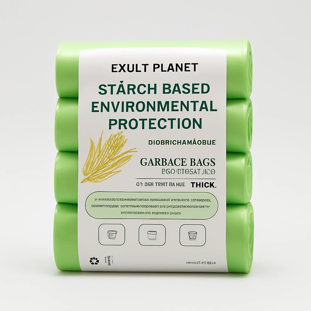 Eco-Friendly Biodegradable Garbage Bags - Starch-Based, Green & White - Image 7