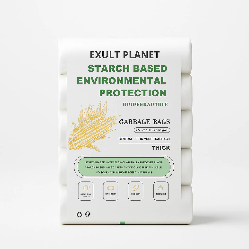 Eco-Friendly Biodegradable Garbage Bags - Starch-Based, Green & White - Image 9