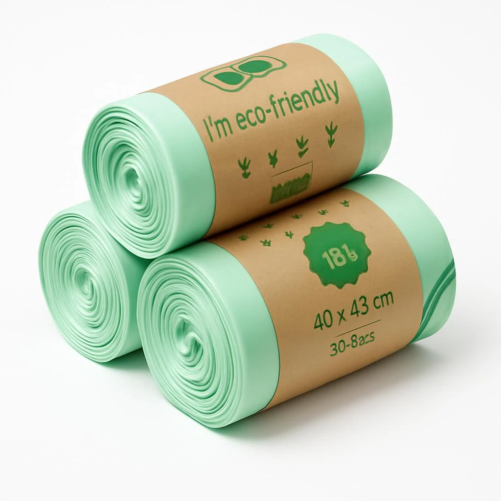 Eco-Friendly Biodegradable Trash Bags - Light Green, 40x43 cm - Image 2
