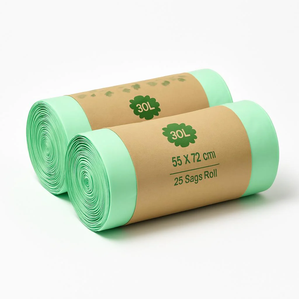 Eco-Friendly Biodegradable Trash Bags - Light Green, 40x43 cm - Image 3