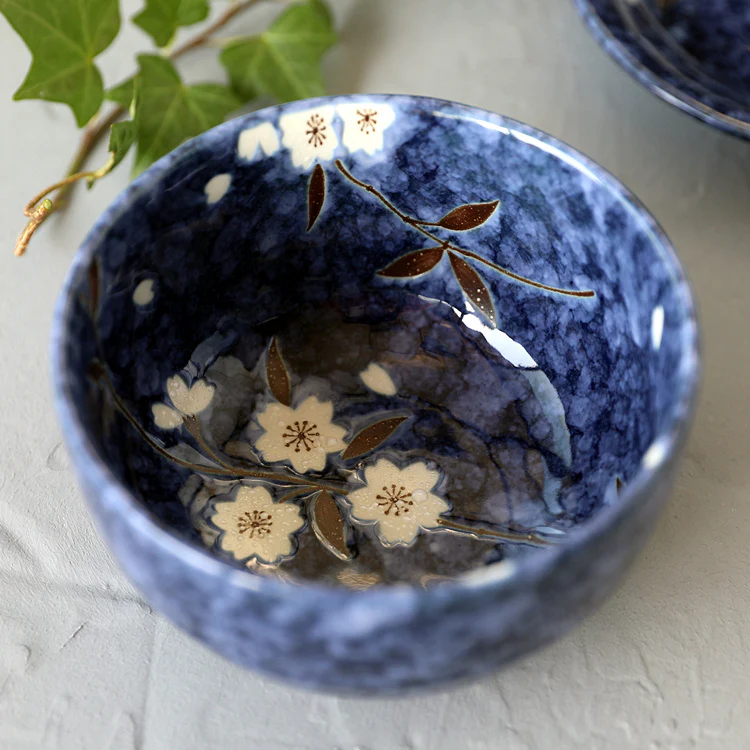 Blue Cherry Blossom Ceramic Bowl for Rice & Porridge - Image 6