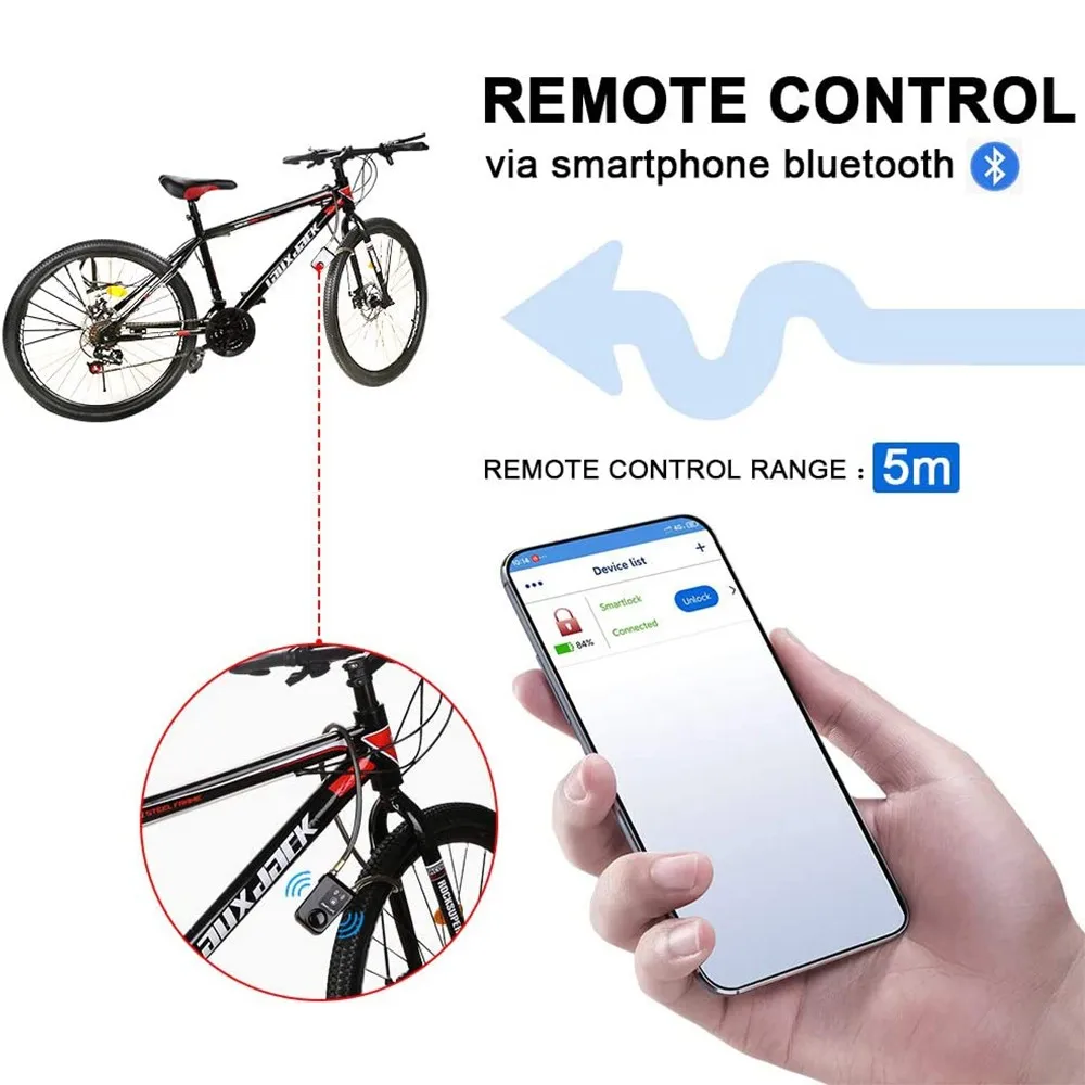 Bluetooth Smart Bike Lock Waterproof Anti Theft Password Lock Stainless Steel Chain Security Alarm for Bicycle Cycling - Image 10