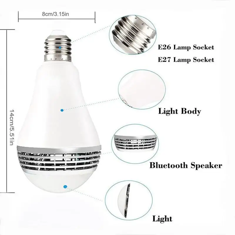 Bluetooth speaker function LED light bulb, APP control, E27 is an ideal choice for home, party, bedroom, and indoor light bulbs - Image 3