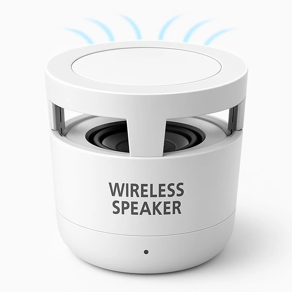 Eco-Friendly Bluetooth Speaker with Wireless Charging - Light Wood Grain - Image 6