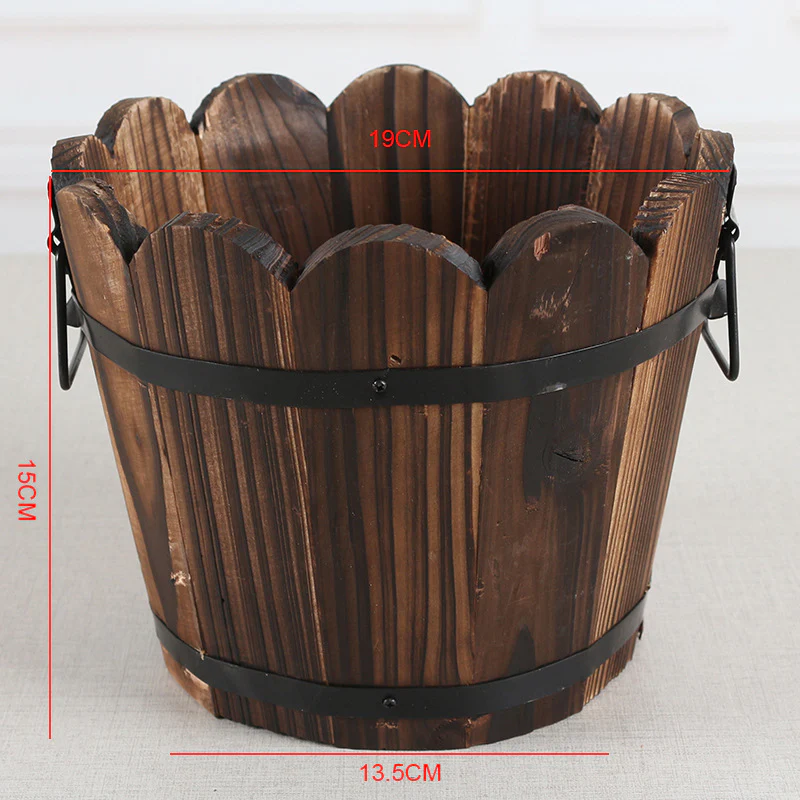 Carbonized Wooden Barrel Flowerpot - Eco-Friendly Planter - Image 12
