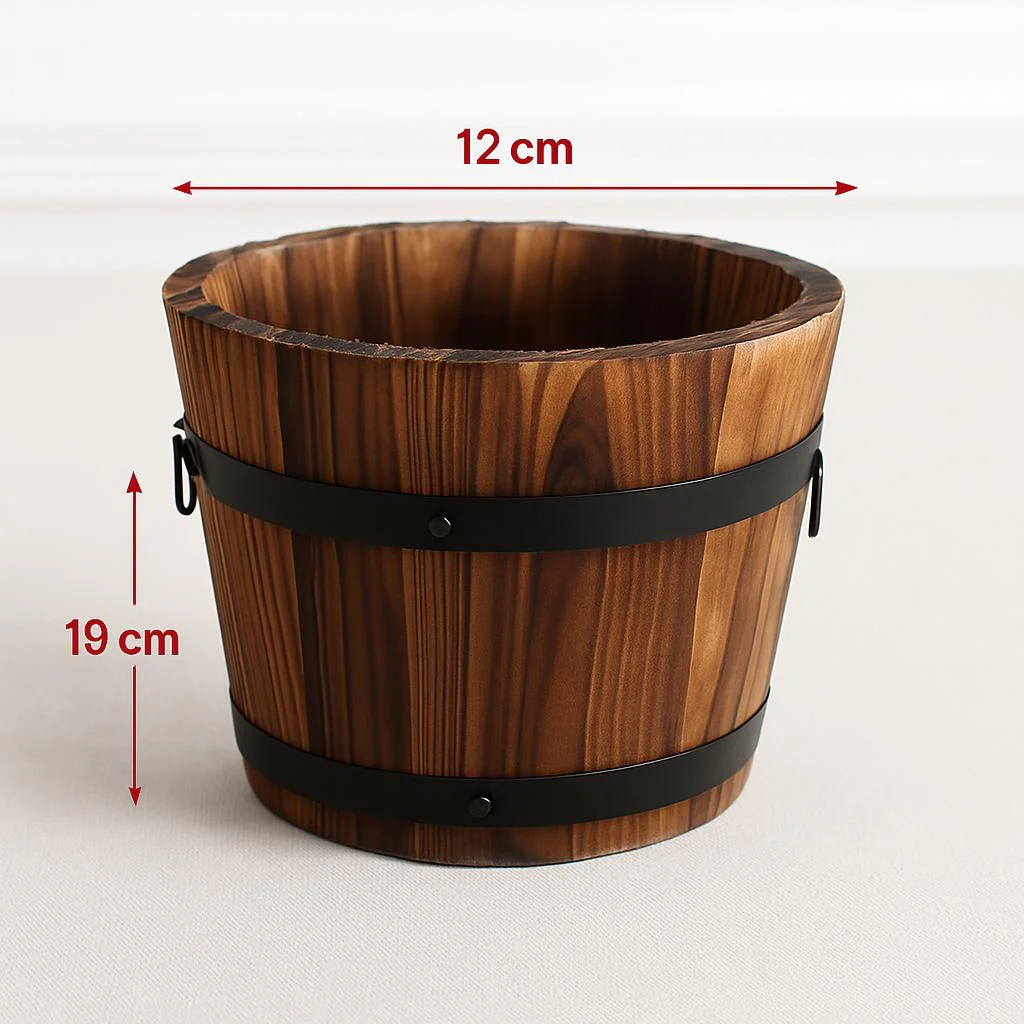 Carbonized Wooden Barrel Flowerpot - Eco-Friendly Planter - Image 5
