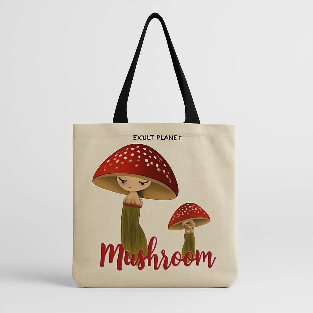 Cartoon Mushroom One Shoulder Reusable Tote Bag - Image 11