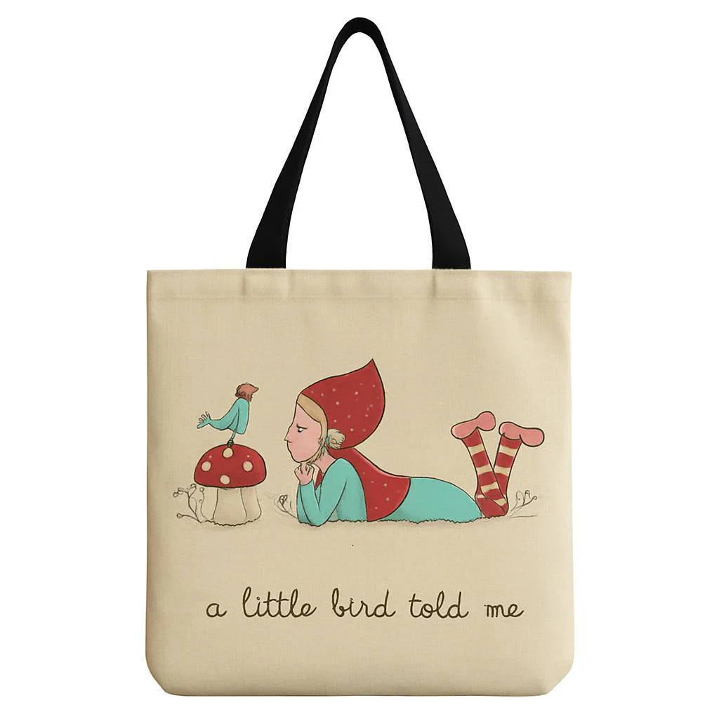 Cartoon Mushroom One Shoulder Reusable Tote Bag - Image 2