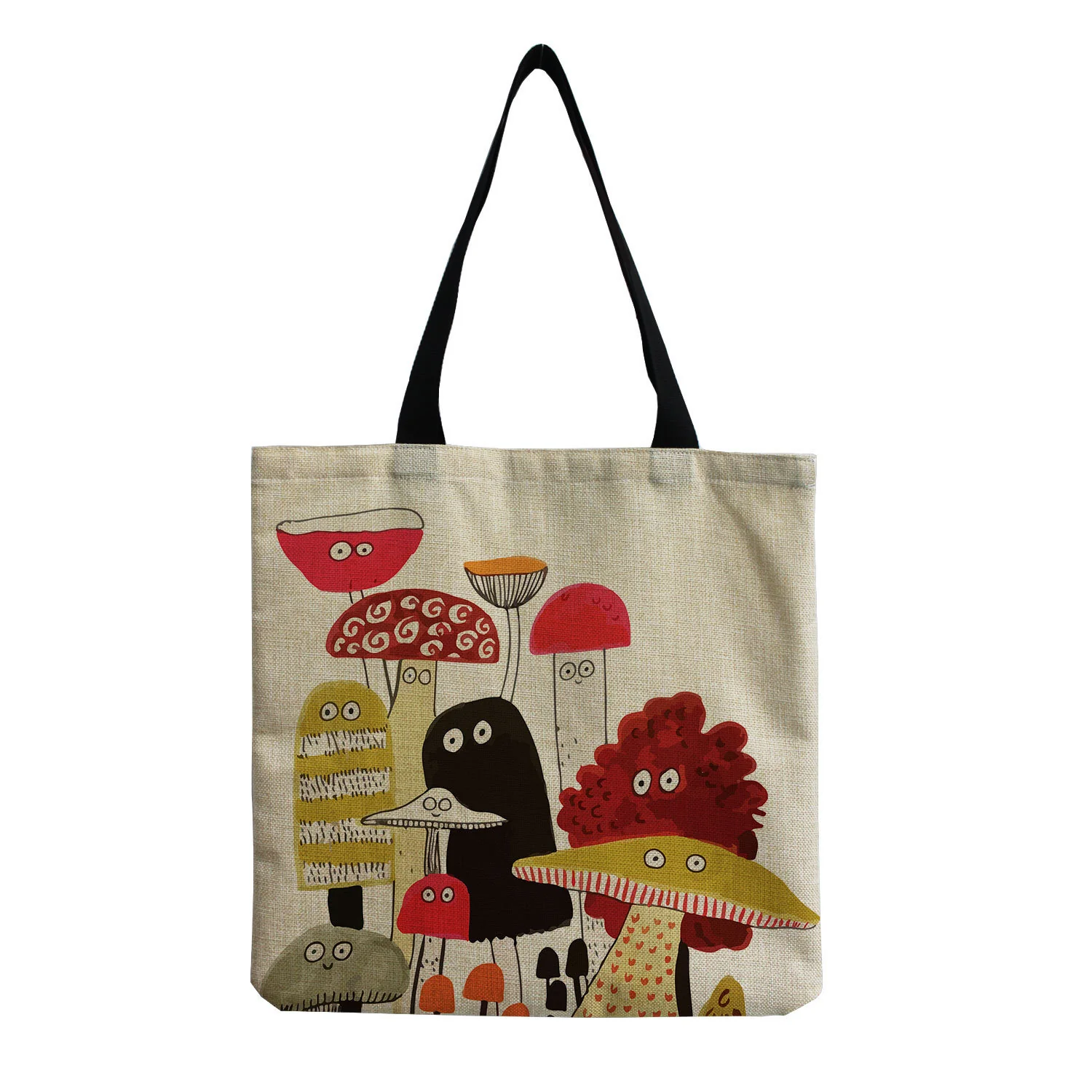 Cartoon Mushroom One Shoulder Reusable Tote Bag - Image 22