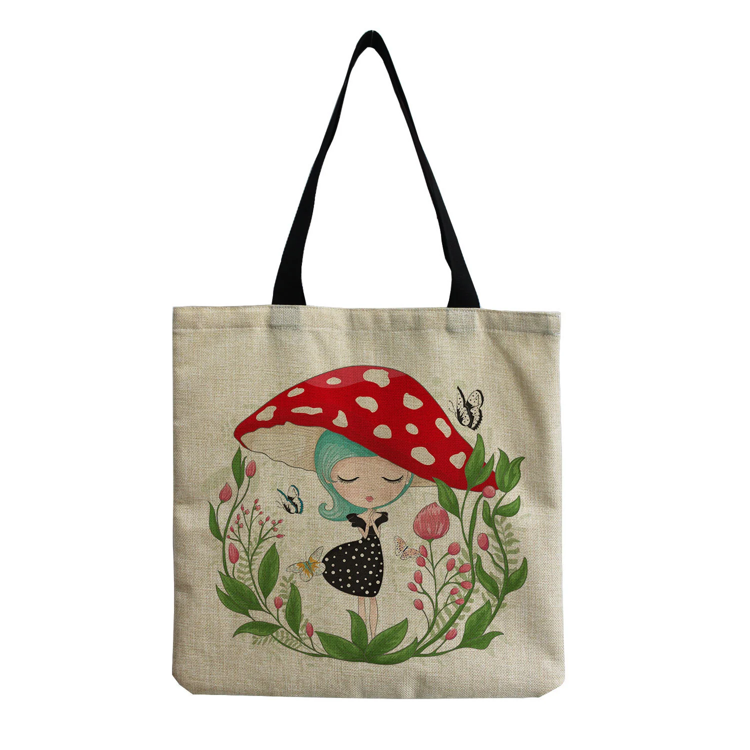 Cartoon Mushroom One Shoulder Reusable Tote Bag - Image 23