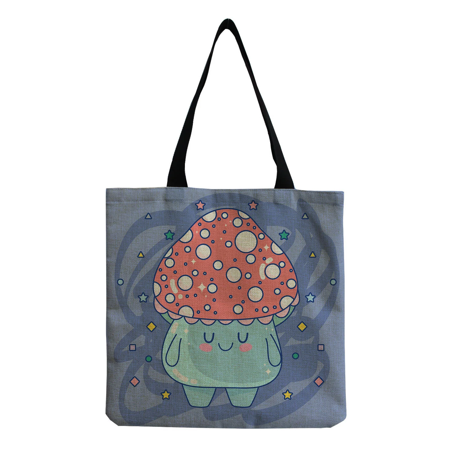 Cartoon Mushroom One Shoulder Reusable Tote Bag - Image 24