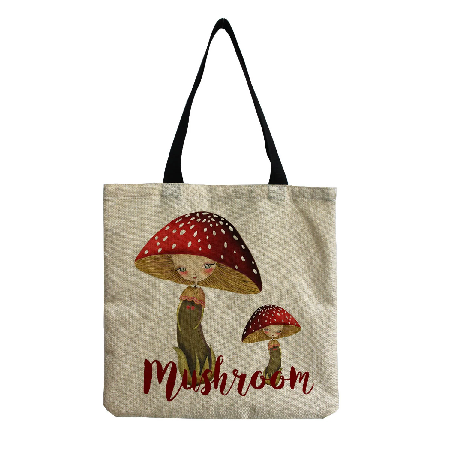 Cartoon Mushroom One Shoulder Reusable Tote Bag - Image 27