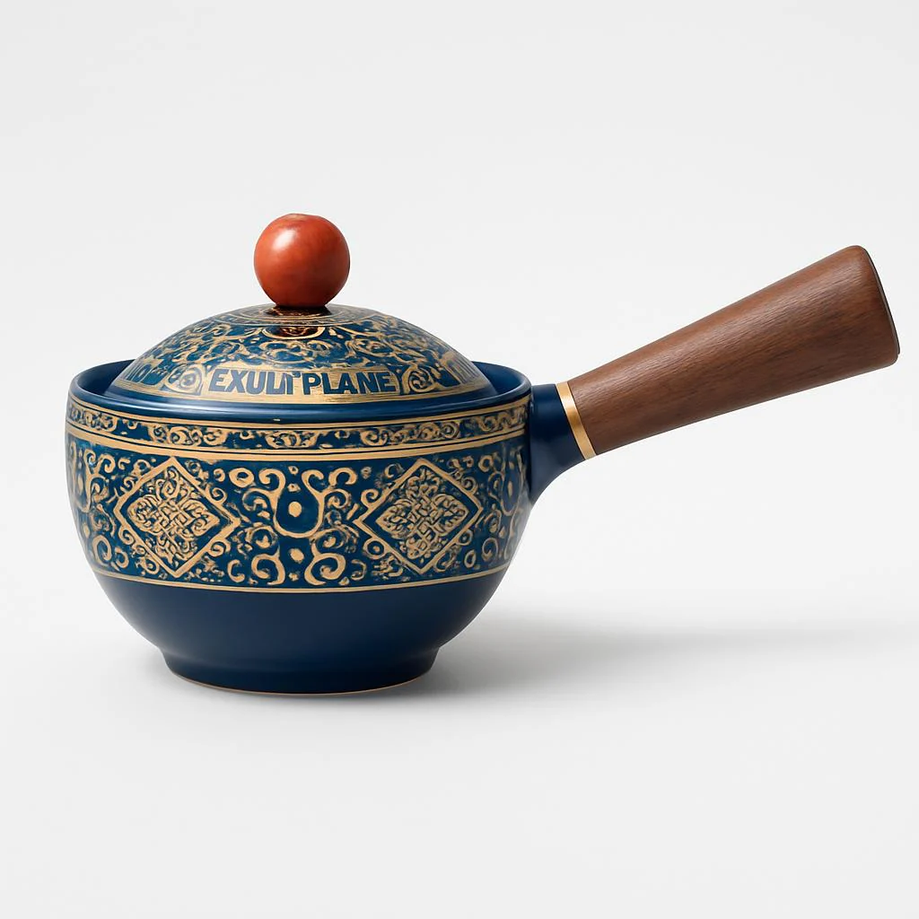 Eco-Friendly Ceramic Teapot with Wooden Grip and Filter - Image 5