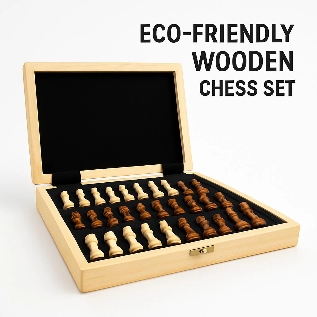 Eco-Friendly Wooden Chess Set - Sustainable Board Game for Mindful Play - Image 5