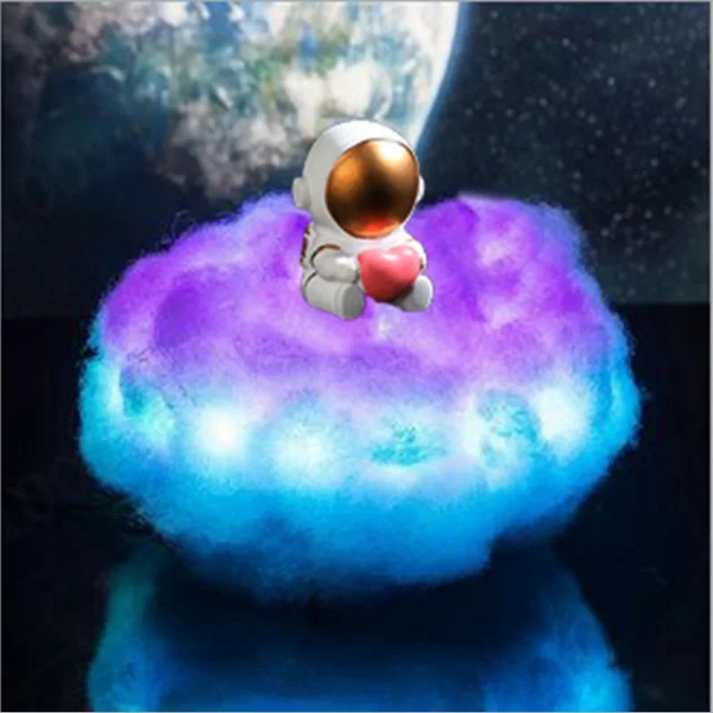 Children's Gift Resin Astronaut Ornaments Night Light Dream Catcher White Cloud Lamp USB Remote Control Bedside Table Lamp - Image 2