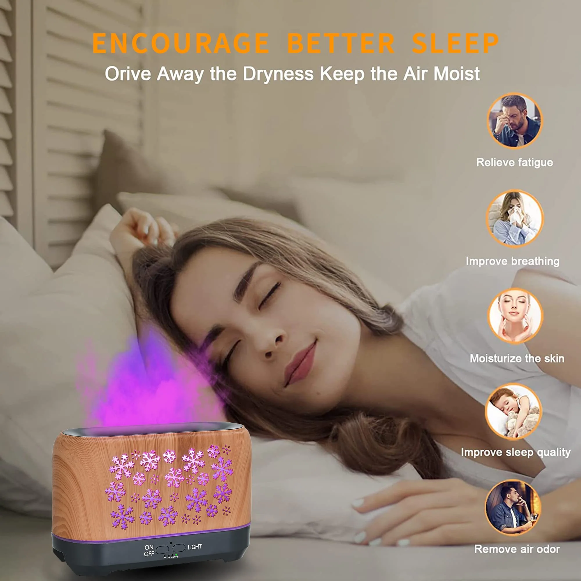 Colorful Snowflake Aromatherapy Humidifier with LED Lights - Image 16