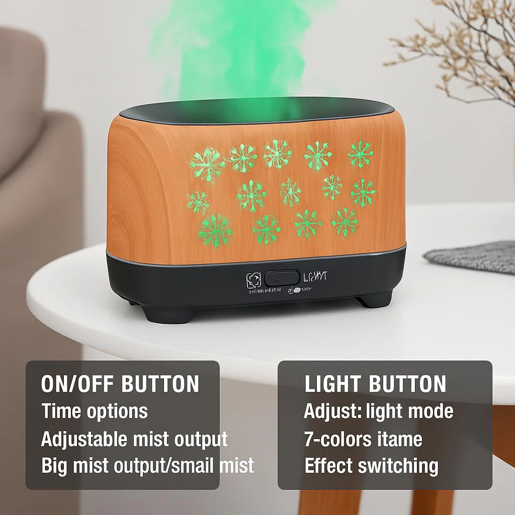 Colorful Snowflake Aromatherapy Humidifier with LED Lights - Image 7