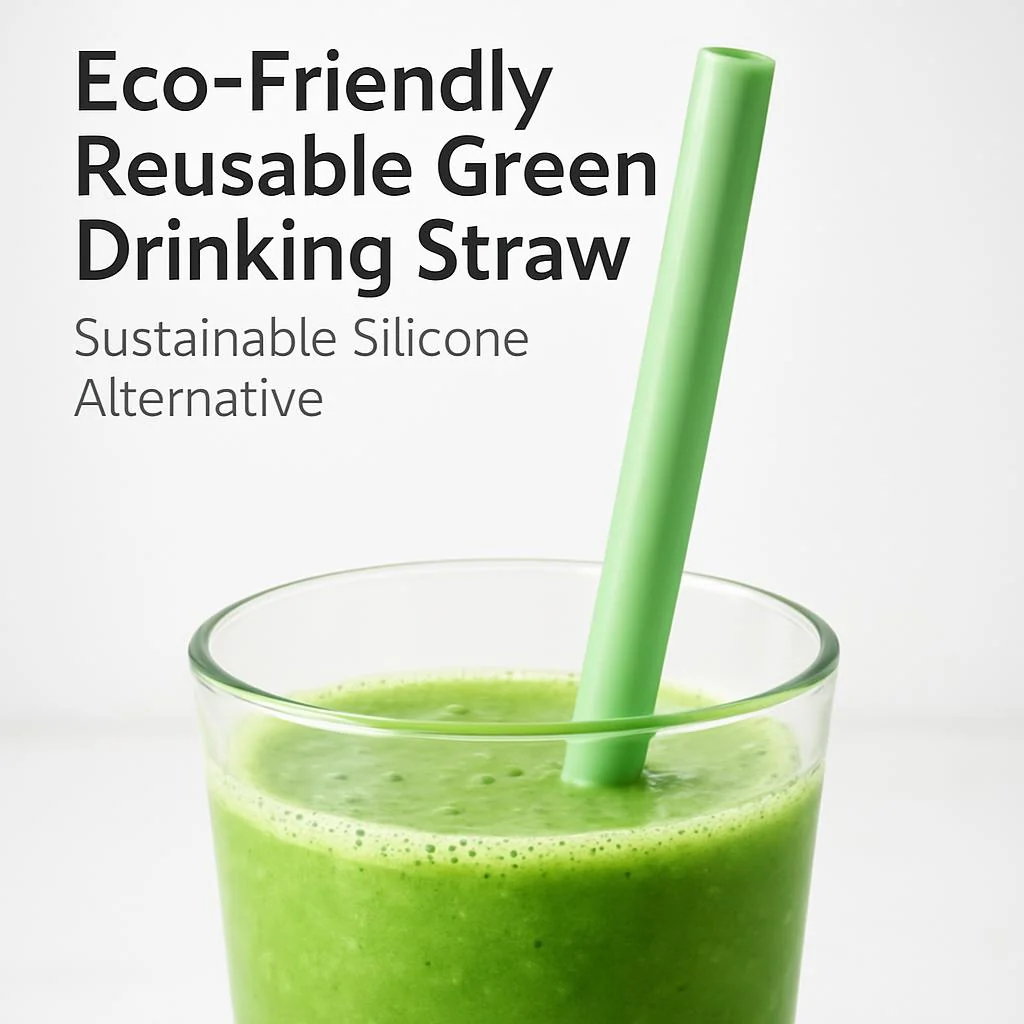 Eco-Friendly Reusable Green Drinking Straw - Sustainable Silicone Alternative - Image 2