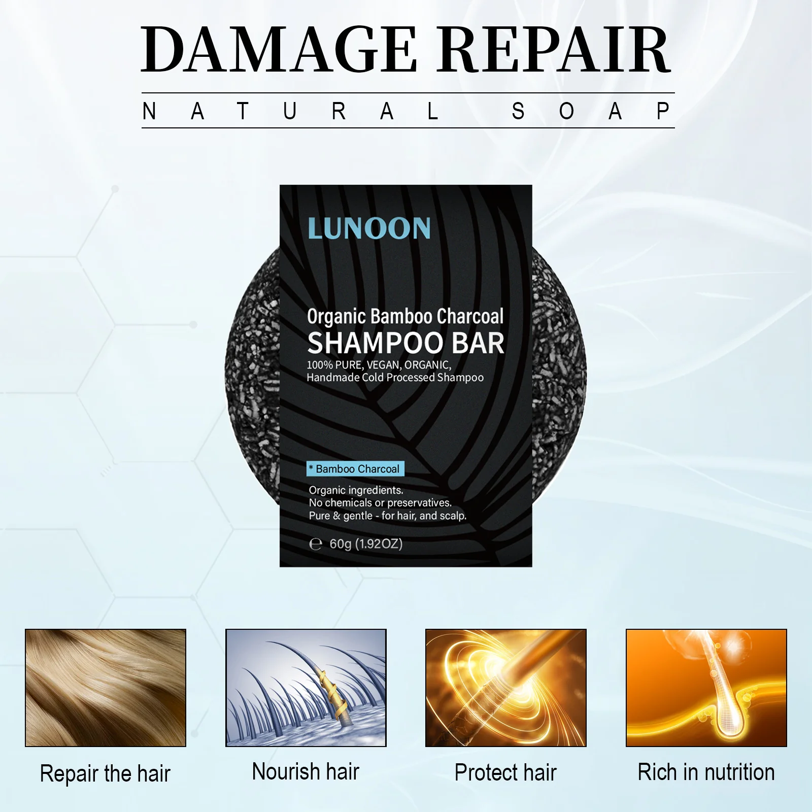Organic Bamboo Charcoal Shampoo Bar for Deep Repair - Image 6
