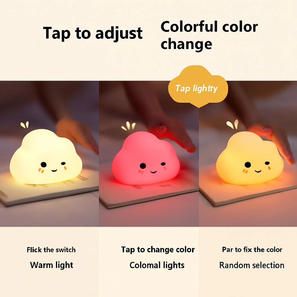 Cloud Pat Eco-Friendly Night Light - Warm Yellow LED Cloud Shape - Image 3