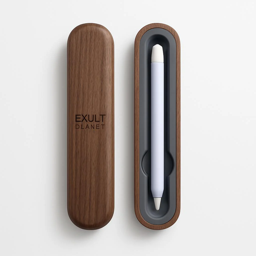 Eco-Friendly Walnut Storage Box for iPad & Stylus - Image 13