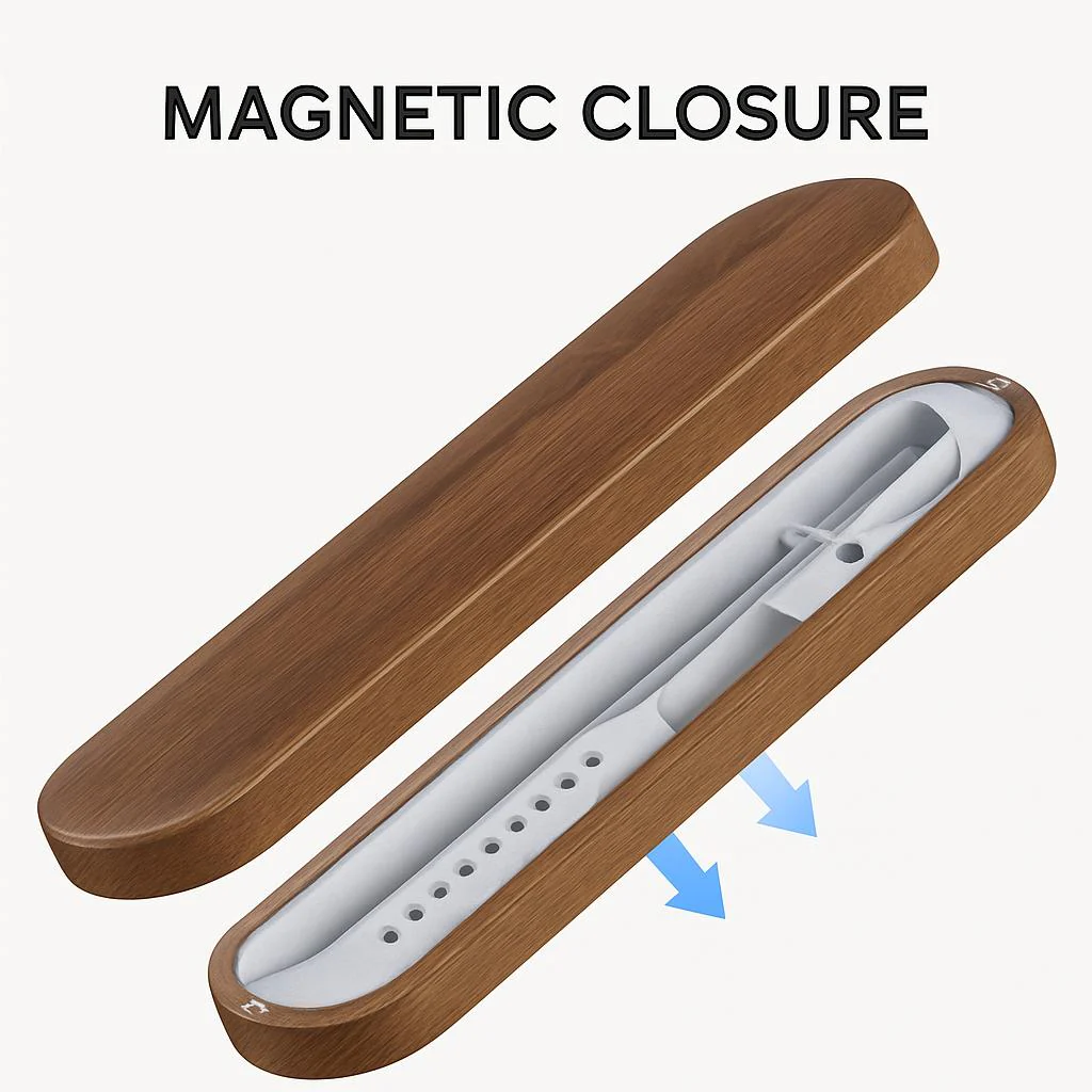 Eco-Friendly Walnut Storage Box for iPad & Stylus - Image 6
