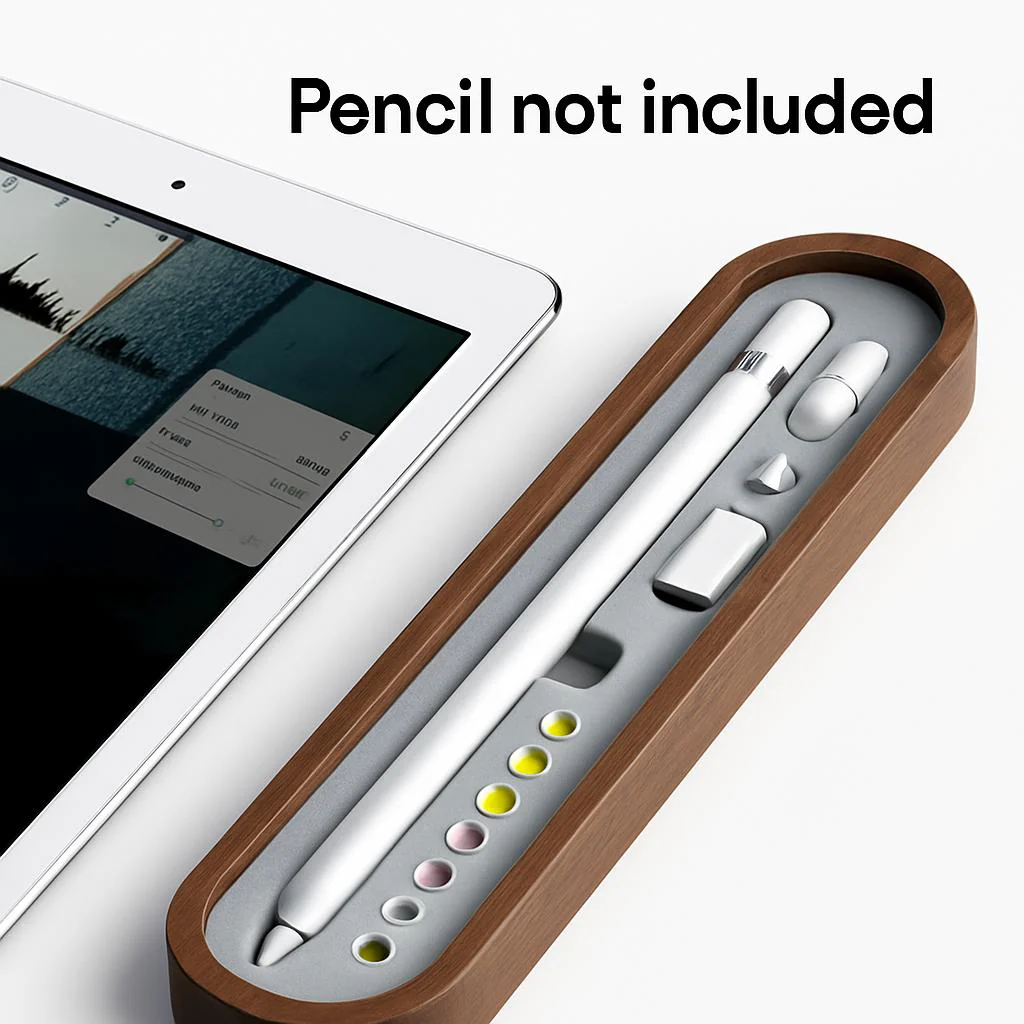 Eco-Friendly Walnut Storage Box for iPad & Stylus - Image 7