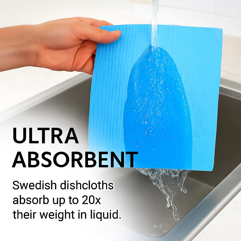 Eco-Friendly Swedish Dishcloth - Green Biodegradable Cleaning Cloth - Image 7