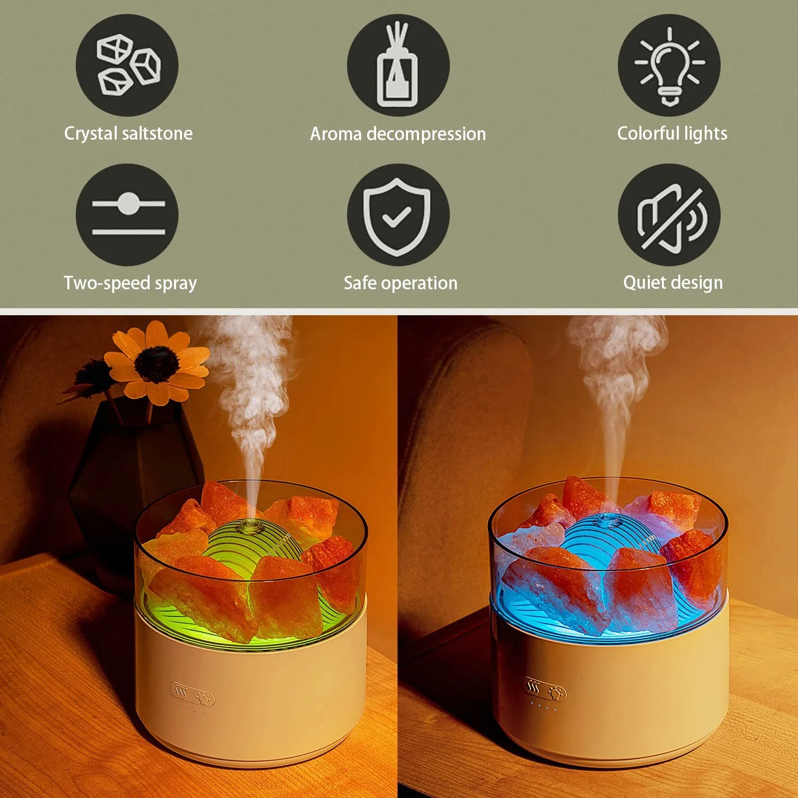 Crystal Salt Aroma Diffuser Humidifier with Ambient Light - Image 17