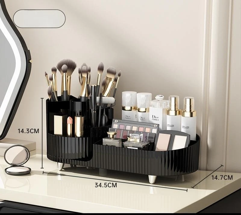 Rotating Beige Cosmetic Organizer for Effortless Beauty - Image 16