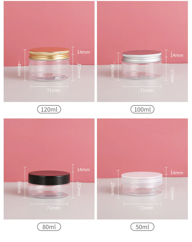 Eco-Friendly Clear Cream Bottles with Black Lids - Image 15